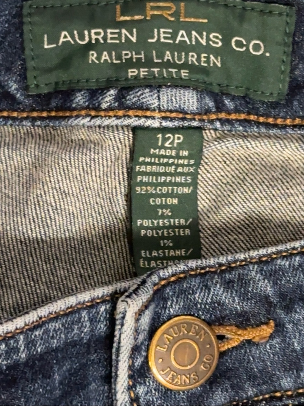 Lauren Ralph Lauren LRL Women’s Straight Leg Stretch Jeans Dark Wash Petite 12P - Picture 6 of 6